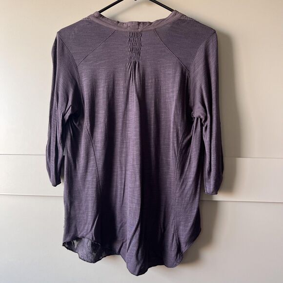 Anthropologie Tiny Blouse Women Medium Purple Black Velvet Burnout Silk Flaw - Picture 2 of 16